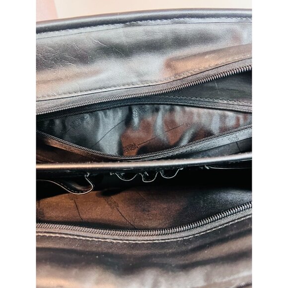 Kenneth Cole Reaction Black Leather Laptop Briefcase Bag Handles Shoulder Strap - Picture 4 of 11